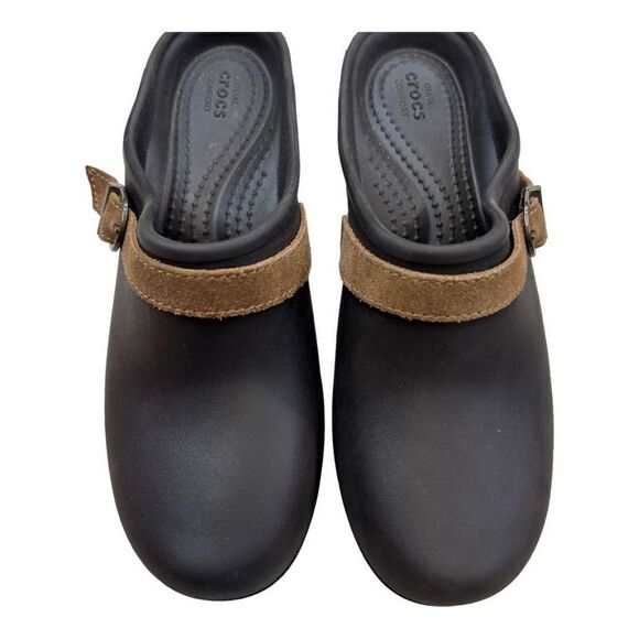 Crocs Women's Sarah Clog Mules Slip-On Buckle Dual Comfort Shoes Brown Size 6 - Picture 6 of 10